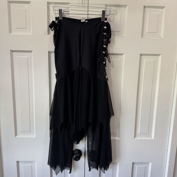 J. Valentine Dolls Kill 2pc. Outfit Black Corset Tulle Mesh Nylon Spandex XS/S - Picture 2 of 15